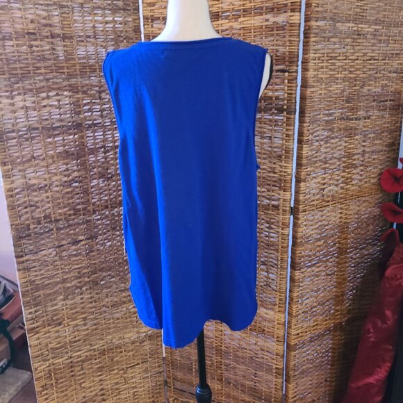 NWT Laura Ashley Woman Sleeveless Top Royal Blue Size 2X Stretch Rayon Spandex - Picture 4 of 4